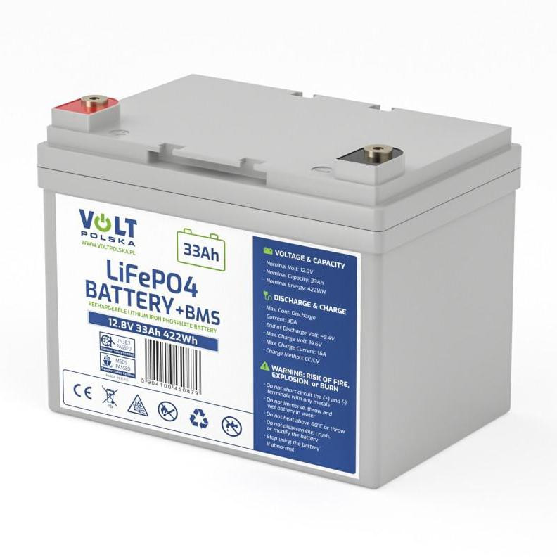 Akumulátor VOLT Polska LITOWO-ŻELAZOWO-FOSFORANOWY LiFePO4 12V 33Ah 30A