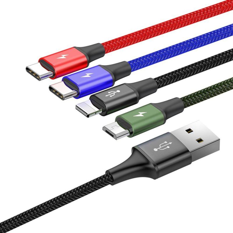 Kábel 4w1 USB-A / Lighting iPhone 2x USB-C micro-USB Baseus Cafule CA1T4-B01 1.2m 3.5A W Oploci