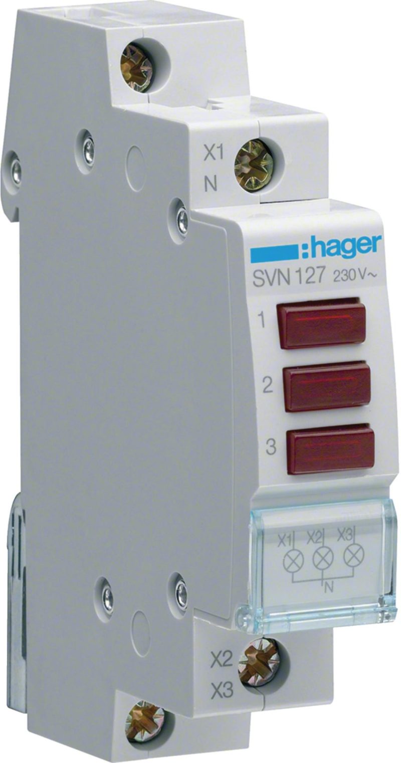 Lampa signalizačná, 230V AC, 3 x Červený LED Hager SVN127