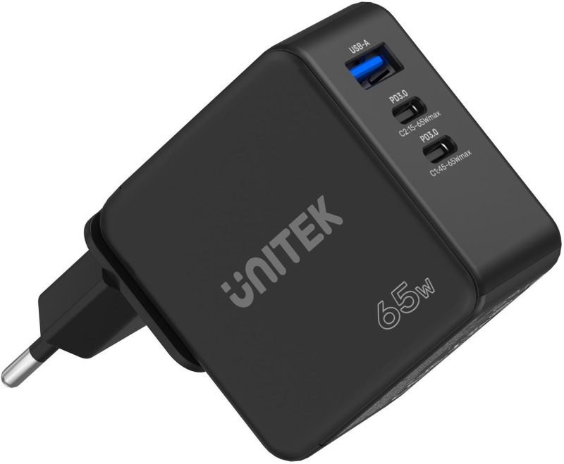 Nabíjačka sieťová Unitek 65W GAN Quick Charge (2x USB-C PD + USB-A)