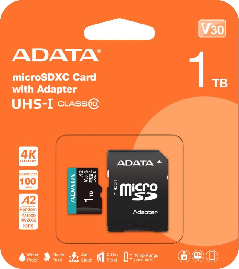 ADATA Karta pamäte microSD Premier PRO 1TB UHS1 U3 V30 100/85 MB/s + adapter
