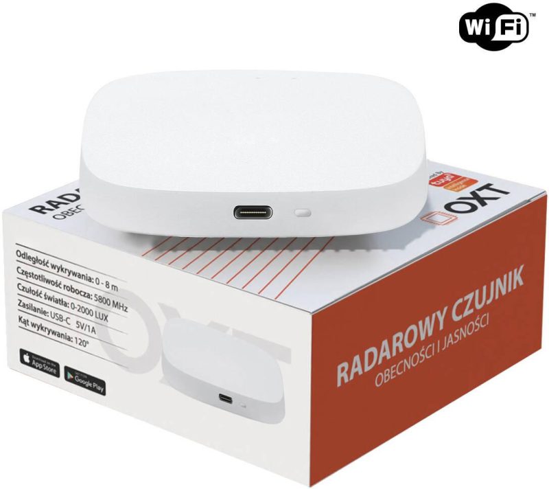 OXT Senzor radar prítomnosti jasności USB WIFI Tuya T155