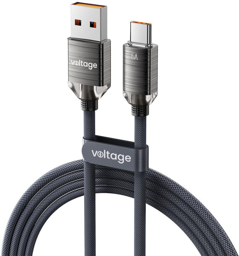 Kábel USB-A / USB-C Voltage PureCrystal 66W 200cm čierny