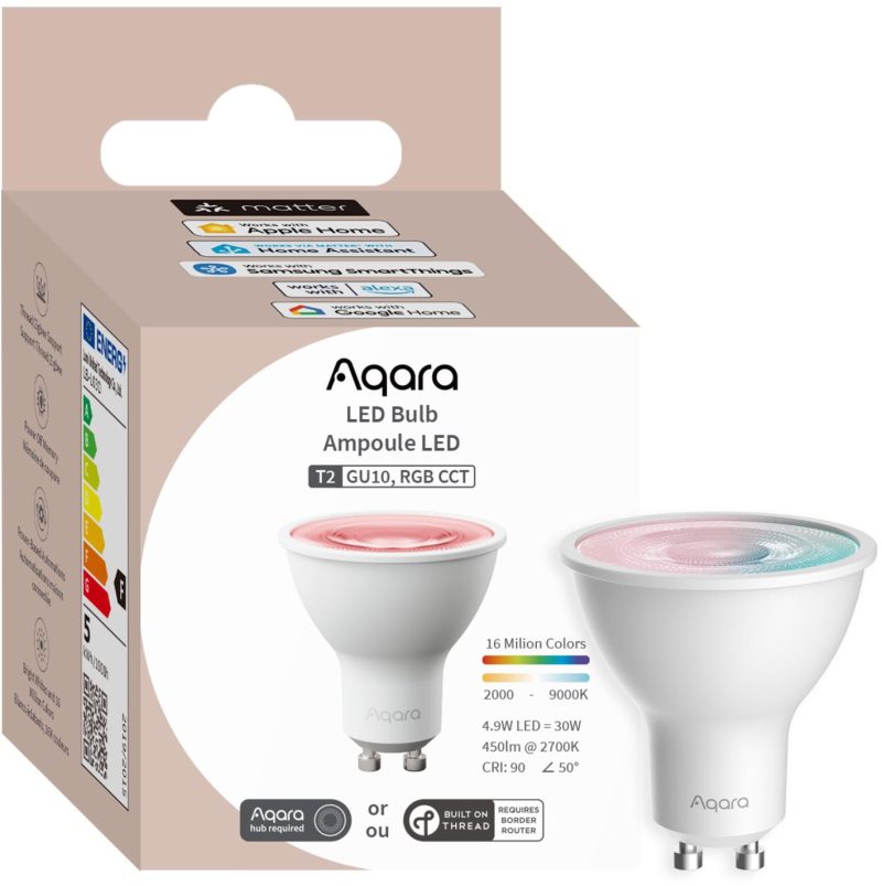 Aqara LED Bulb T2 RGB CCT GU10 | Žiarovka LED | Thread, Zigbee, Bluetooth, 450lm, 4.9W