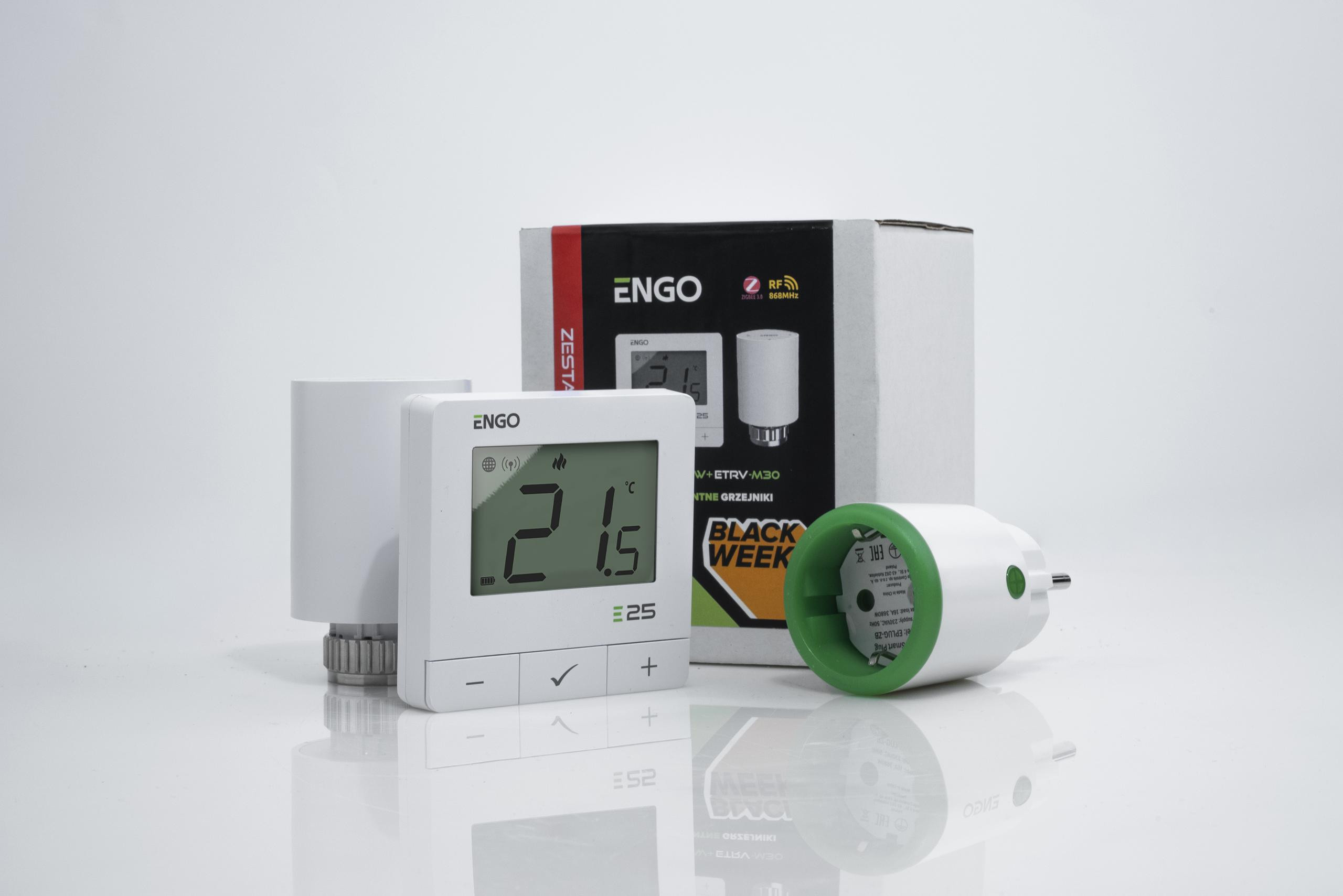 ENGO Controls Inteligentný sada vykurovania Biely (E25-BATW + ETRV-M30 + EPlug WIFI)