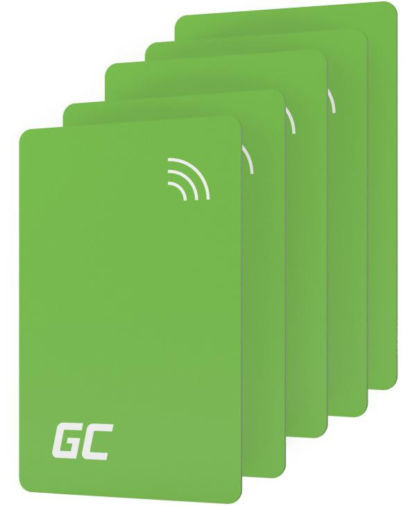 Sada 5 Kariet Prístupu NFC do Stanice Ładowania EV Green Cell HabuDen EVGCAKNFC5