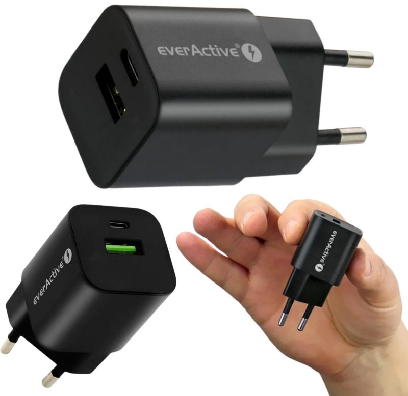 Nabíjačka Sieťová everActive GAN SC-390QB 30W 1xUSB-C 1xUSB-A PD PPS