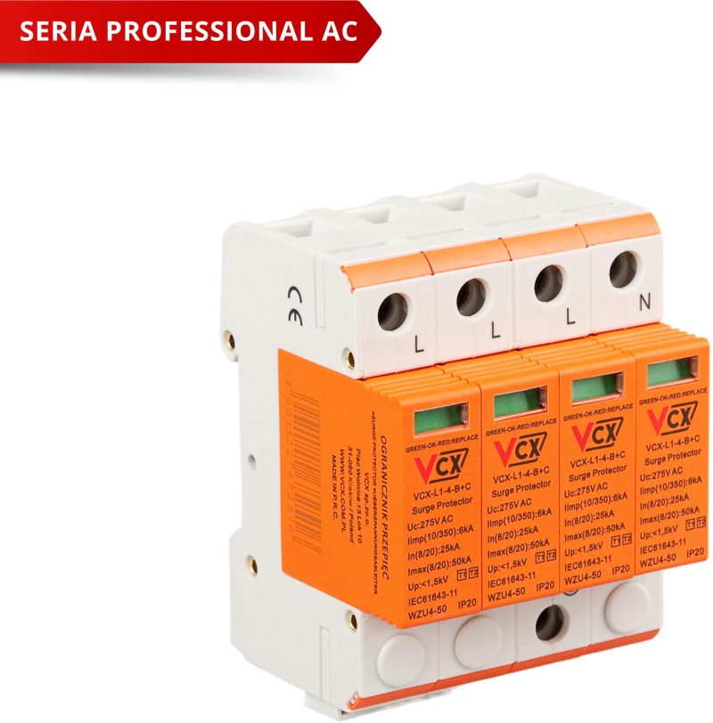 Obmedzovač prepätí triedy B+C 4P (T1T2) 6kA VCX Professional