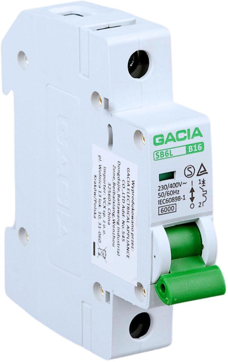 Vypínač nadprúdový,6kA,B,1-pole,13A Gacia SB6L B 1P 13A