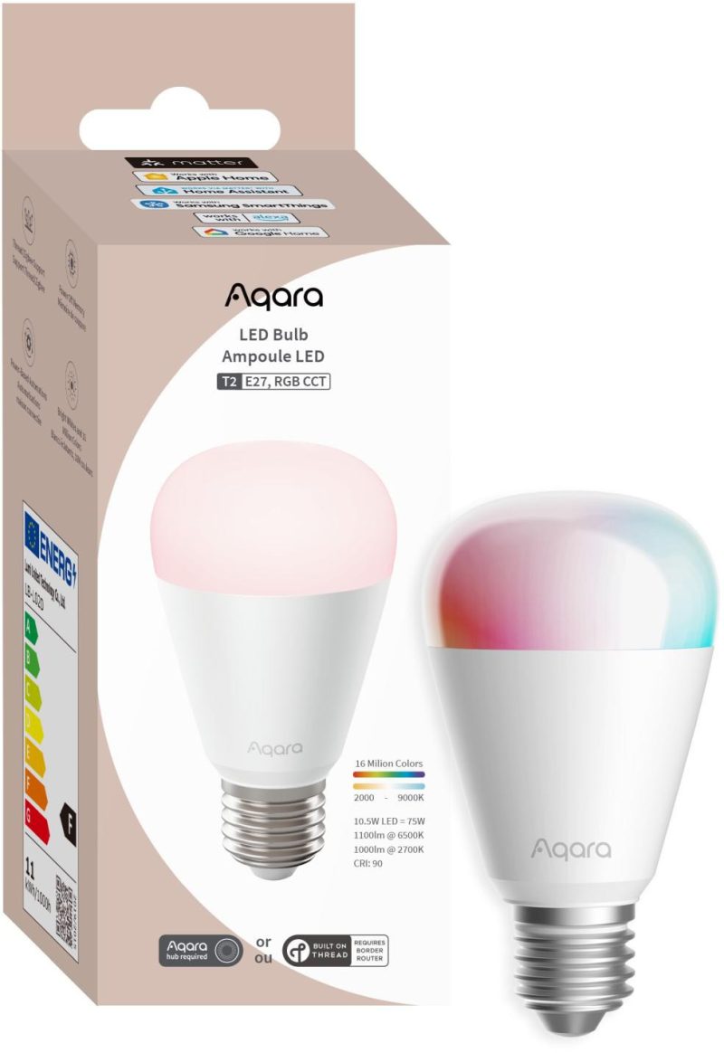 Aqara LED Bulb T2 RGB CCT E27 | Žiarovka LED | Thread, Zigbee, Bluetooth, 950lm, 10.5W