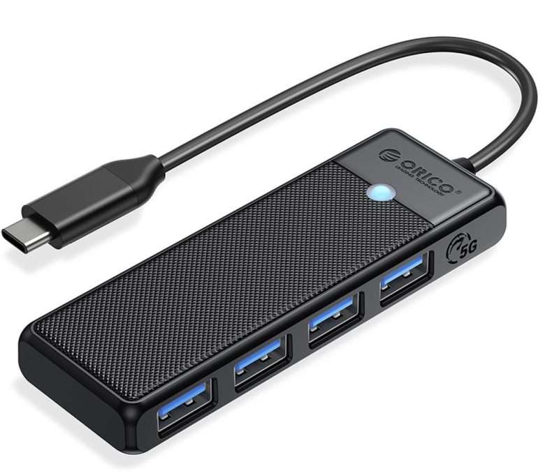 Hub USB-C Orico 4-porty USB-A 3.0 5Gbps čierny