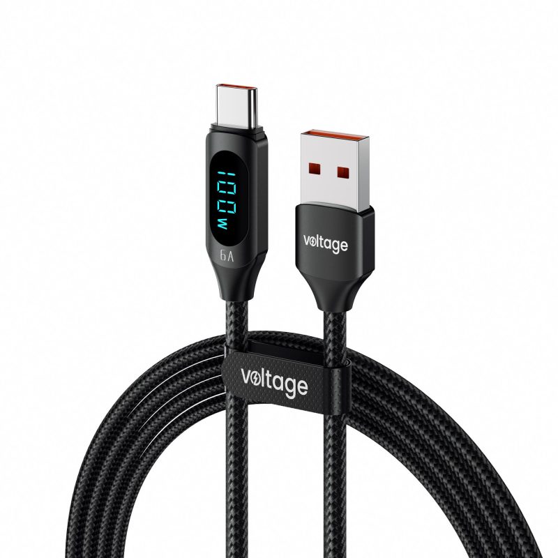 Kábel USB-A / USB-C Voltage PowerDisplay 66W 100cm čierny