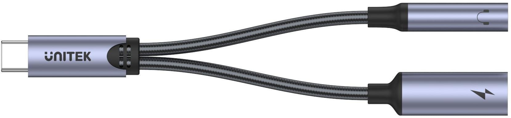 Unitek Adapter USB-C na minijack 3,5mm a USB-C 60W – Obrázok 2