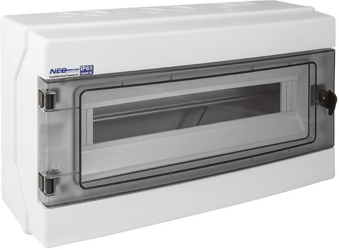 Rozvádzač hermetická modulárna (500V AC, 1000V DC) 1x18 nadomietková (N+PE) IP65 RH-18