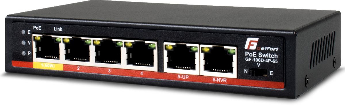 SWITCH POE GETFORT 4FE x POE + 2FE UPLINK 65W – Obrázok 2