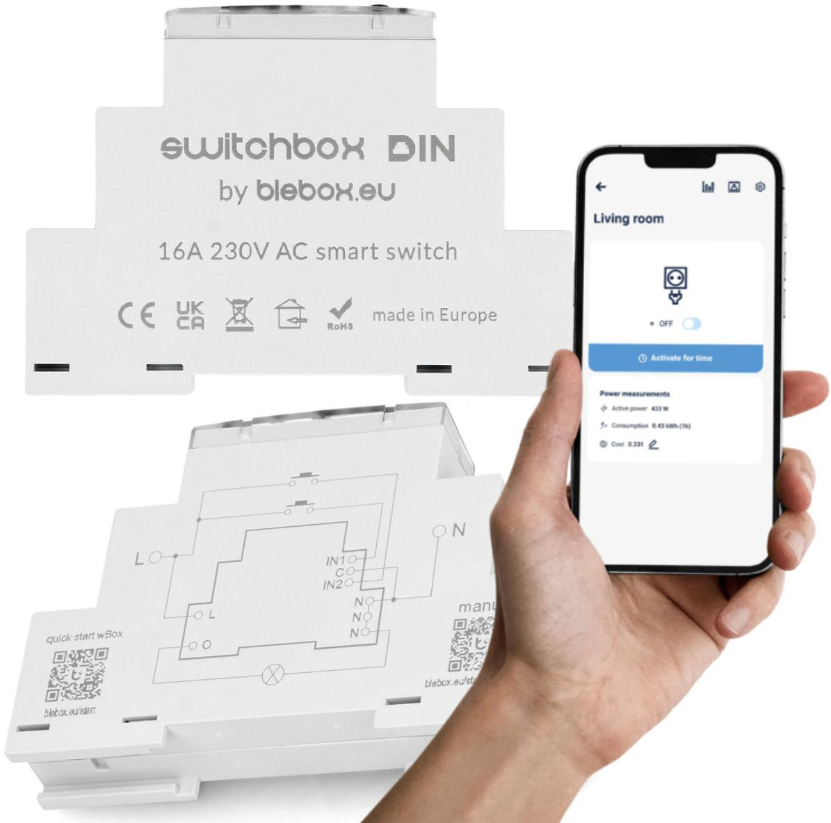 Modul reléový switchbox DIN BleBox