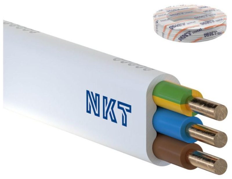 Kábel elektrický drôt plochý YDYp 450/750V 4x1,5mm2 NKT biely 100m