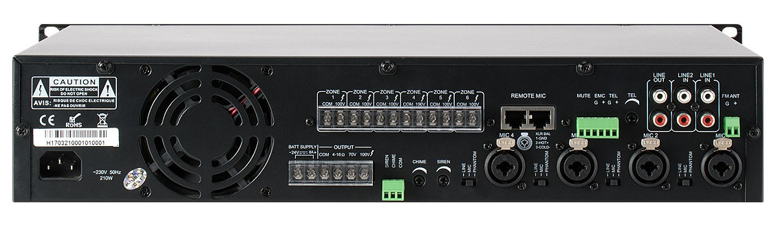 WZMACNIACZ 6-STREFOWY TI-1206S ITC 120W BLUETOOTH/TUNER FM/USB/SD – Obrázok 2