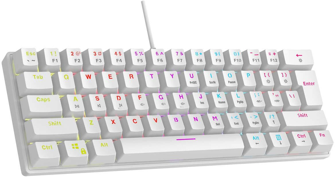 Klávesnica káblová Rampage Plower K60 biely – Obrázok 3
