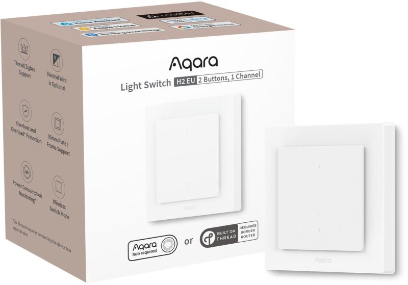 Aqara Light Switch H2 EU | Prepínač | 2 przyciski, 1 kanál, offline WS-K07D
