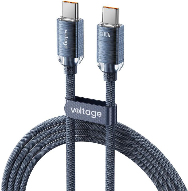 Kábel USB-C / USB-C Voltage PureCrystal 100W PD 200cm modrý