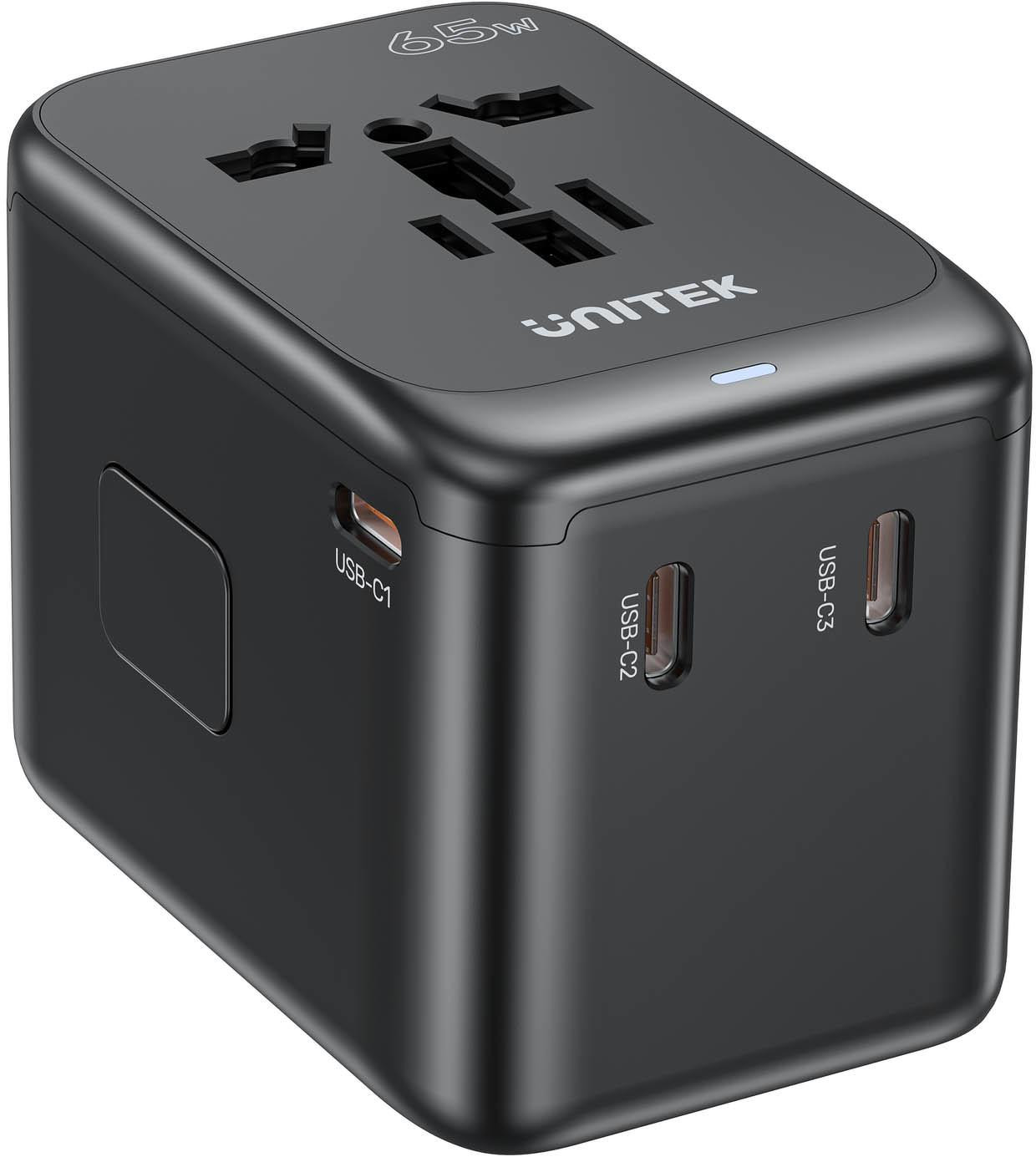 Unitek P1122ABK01 Nabíjačka podróżna EU/US/UK/AUS PD 65 W – Obrázok 2