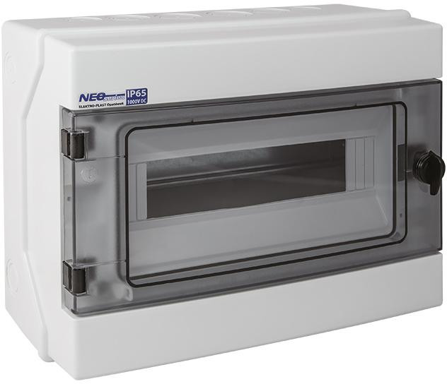 Rozvádzač hermetická modulárna (500V AC, 1000V DC) 1x12 nadomietková (N+PE) IP65 RH-12