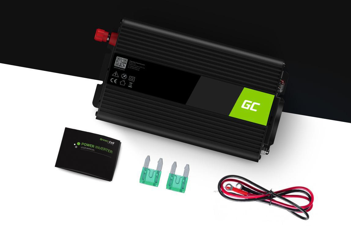Menič Napätia Invertor Green Cell 12V / 230V 300W/600W Čistá Sínus INV05DE – Obrázok 2