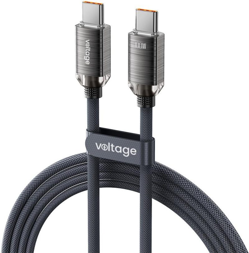 Kábel USB-C / USB-C Voltage PureCrystal 100W PD 200cm čierny