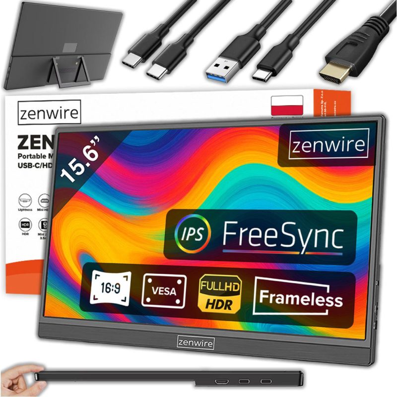 Monitor Prenosný Zenwire 15,6" Full HD 1920x1080 IPS HDR HDMI M9P