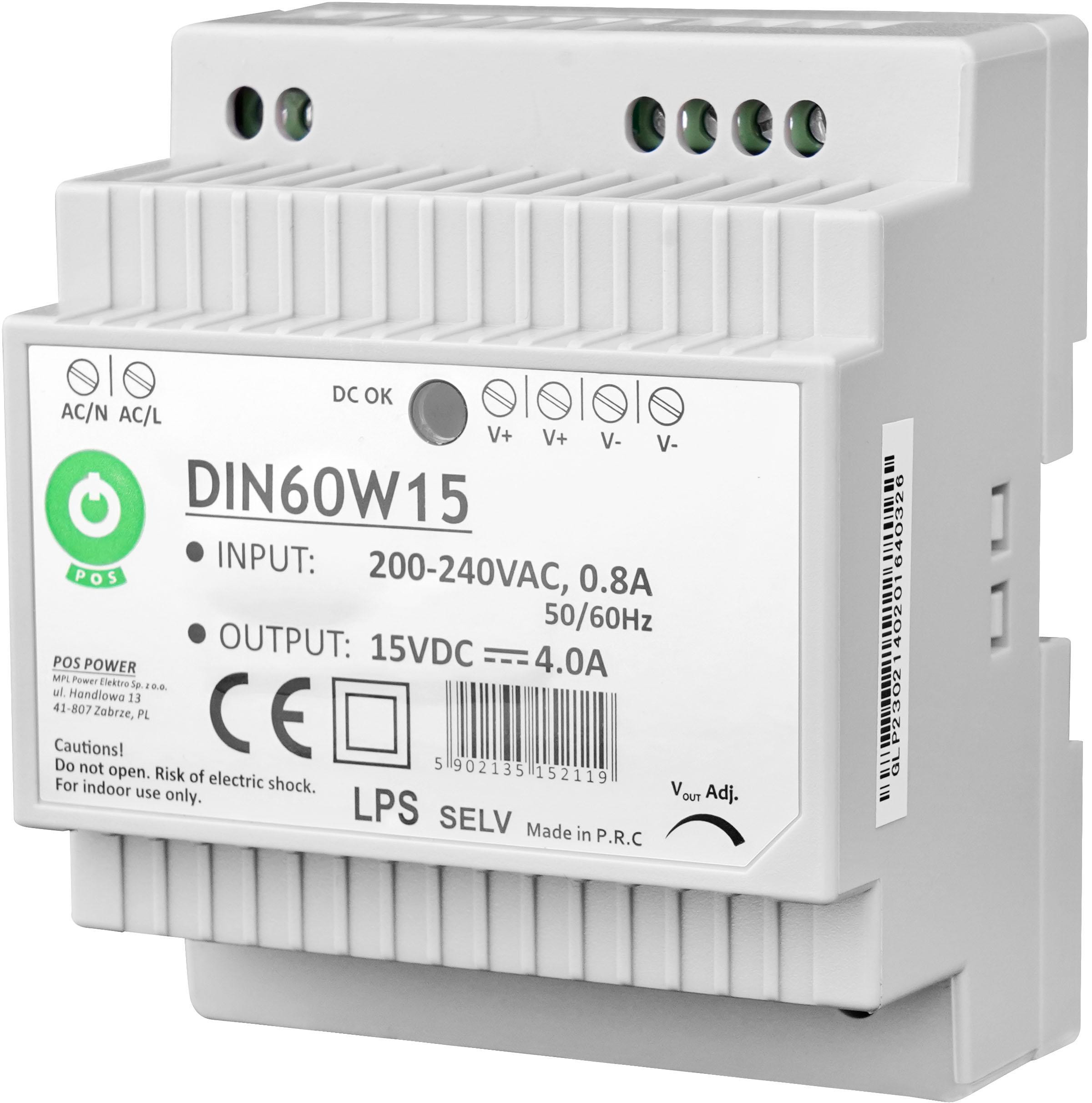 Napájací zdroj POS DIN60W15