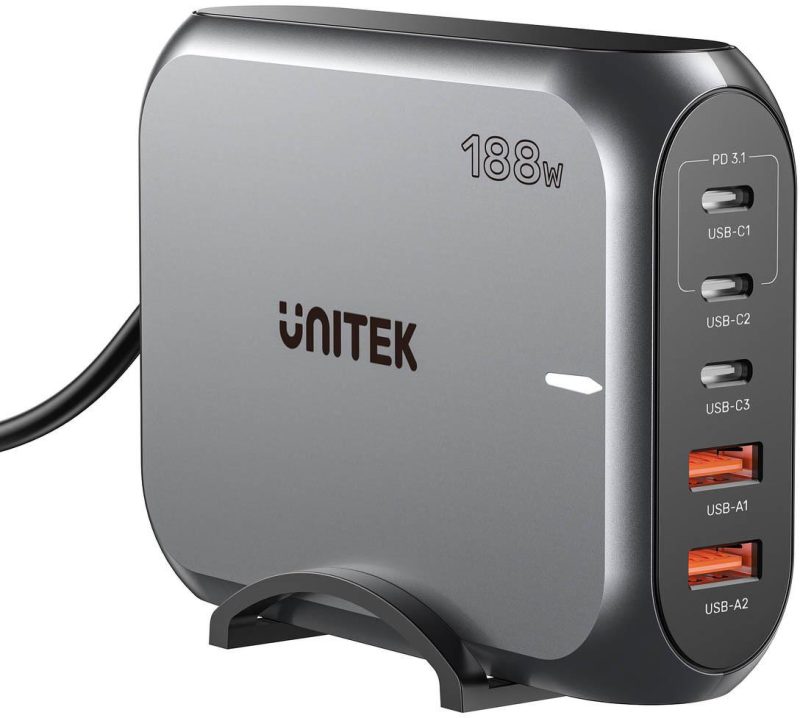 Nabíjačka sieťová Unitek 2xUSB-A 3xUSB-C GAN 188W