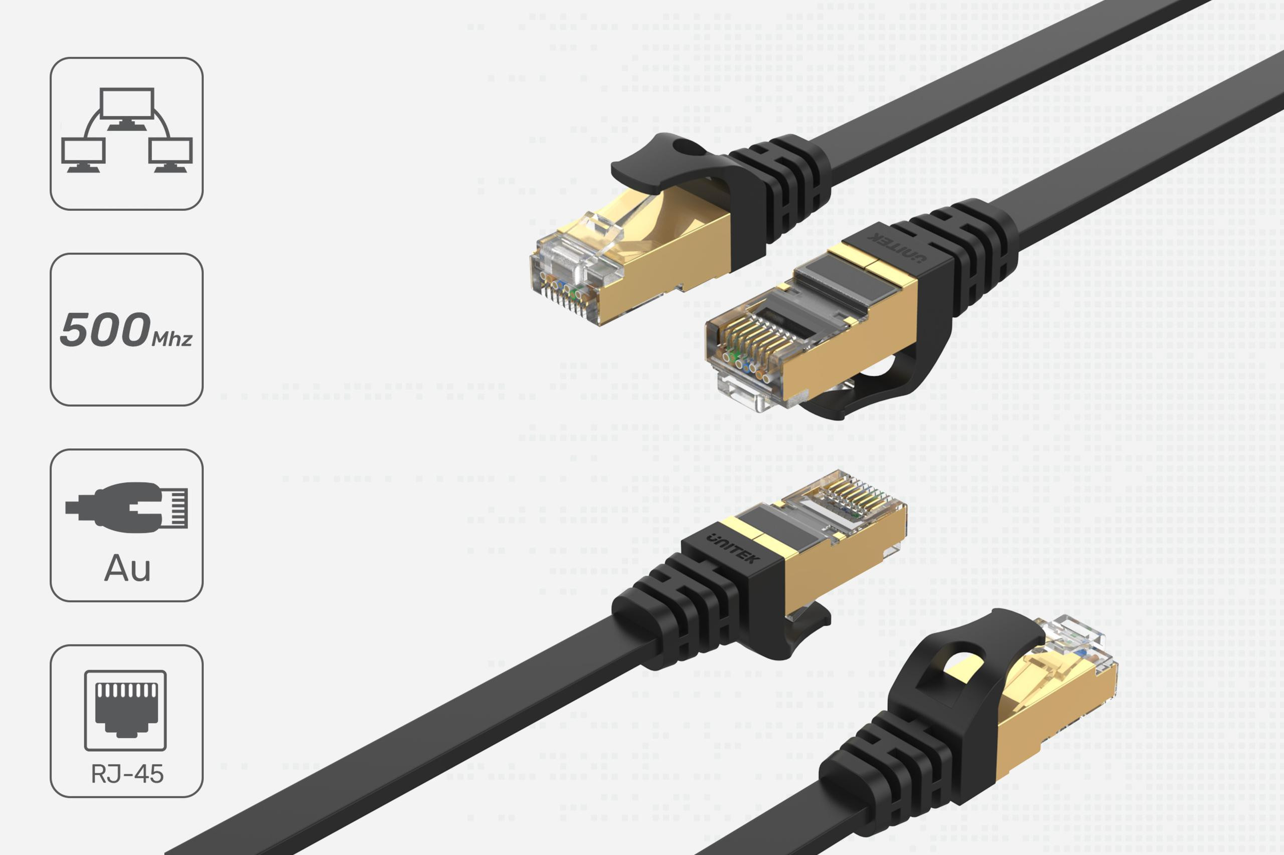Unitek Kábel sieťový plochý Ethernet Cat.7 5m – Obrázok 3