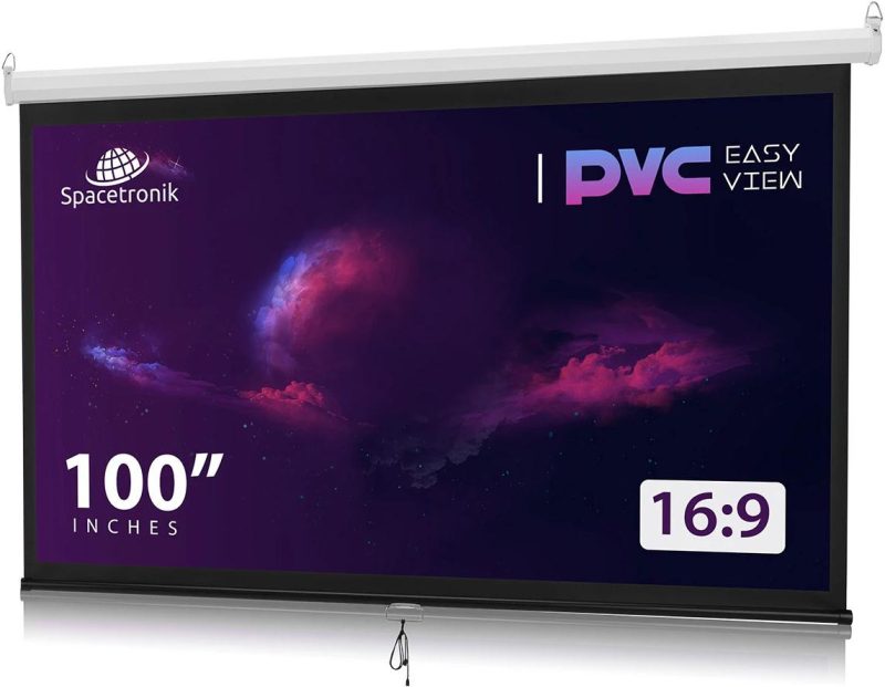 Ekran projekcyjny zwijany ręcznie 100" 16:9 PVC 1.0 Gain 160°