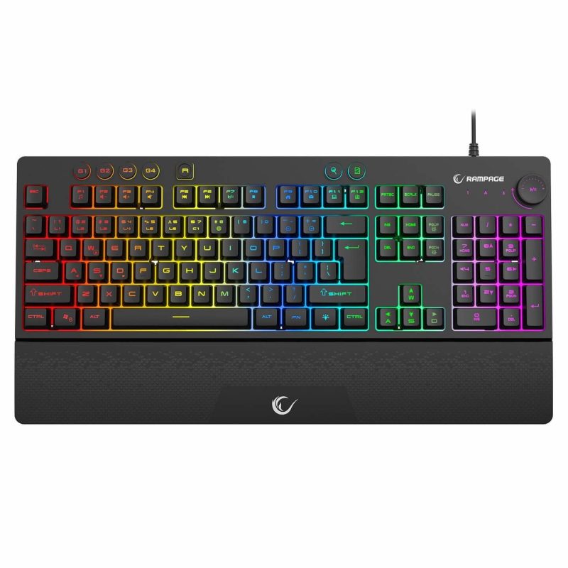 Klávesnica káblová Rampage Simula RGB Makro čierna s podstawką