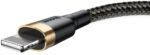 Kábel Baseus Cafule CALKLF-BV1 USB-A / Lightning pre iPhone 100 cm Apple 2.4A čierno-zlatý opletený – Obrázok 8