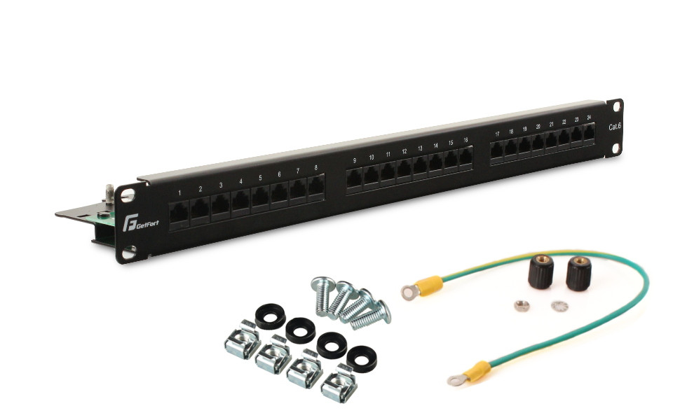 Getfort PGF-6UTP24-B5 – patch panel UTP Cat.6, 24 portov, 1U, 19″