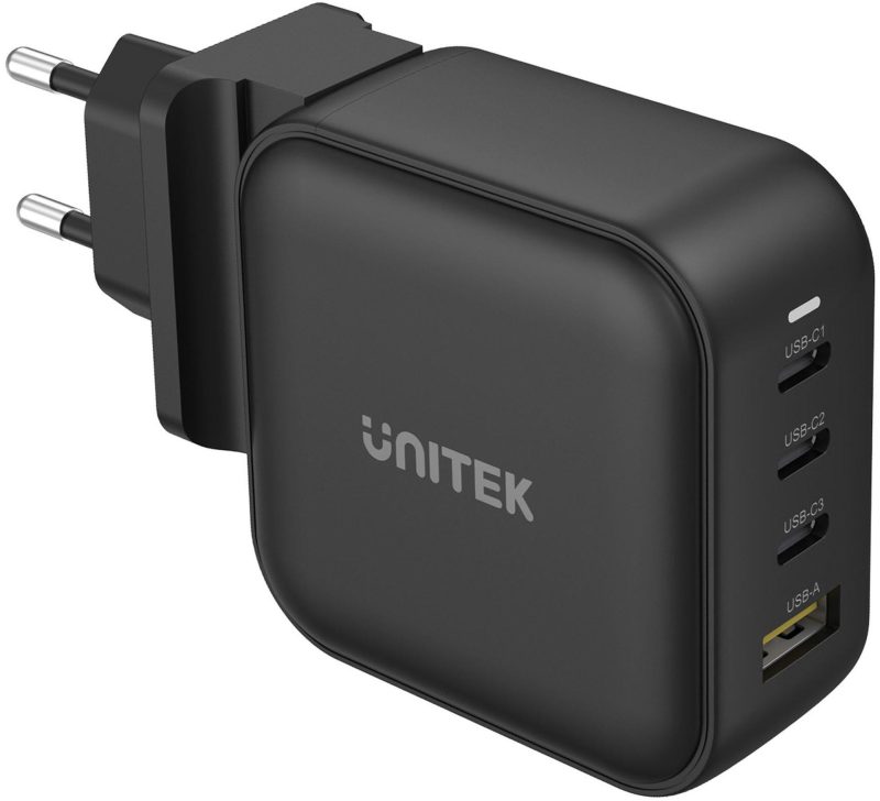 Nabíjačka sieťová Unitek GAN 4 porty, PD 100W QC3.0 čierna