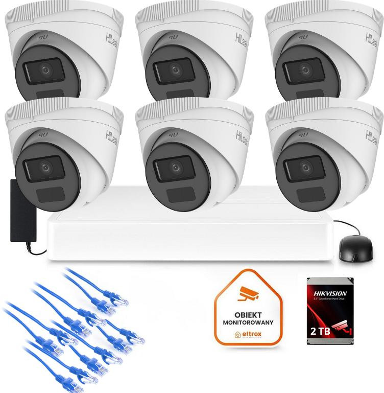 Sada monitoringu HiLook 6x kamera IPC-T221H-C s diskom 2TB