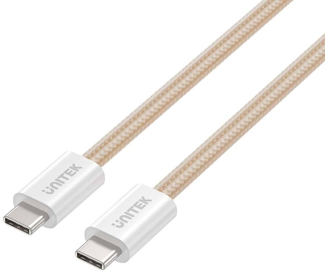 Magneticky navíjateľný kábel Unitek USB C PD 100W, béžový, 1 m