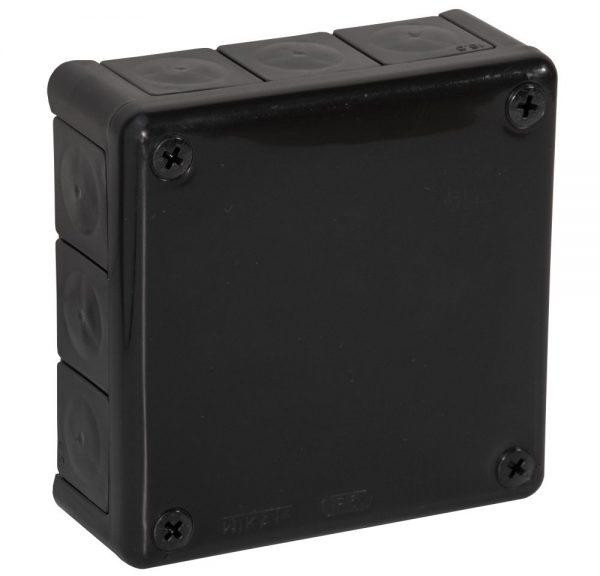 Nadomietková inštalačná krabica Viplast VP-51 – čierna, IP55, 118 × 118 × 46 mm, 12 vstupov (051-05)