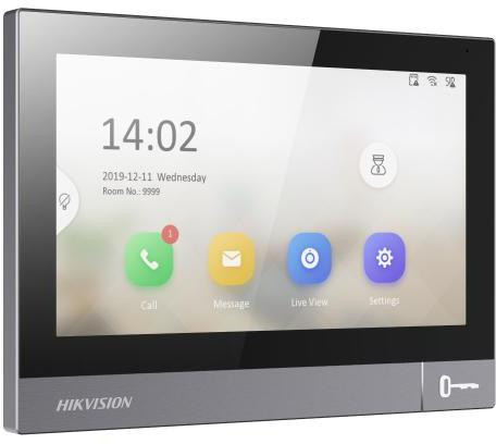 Hikvision DS-KH8381-TE1 - 7″ vnútorná IP stanica (monitor) 1024 × 600, dotykový IPS displej, PoE, Hik-Connect, hliníkové telo