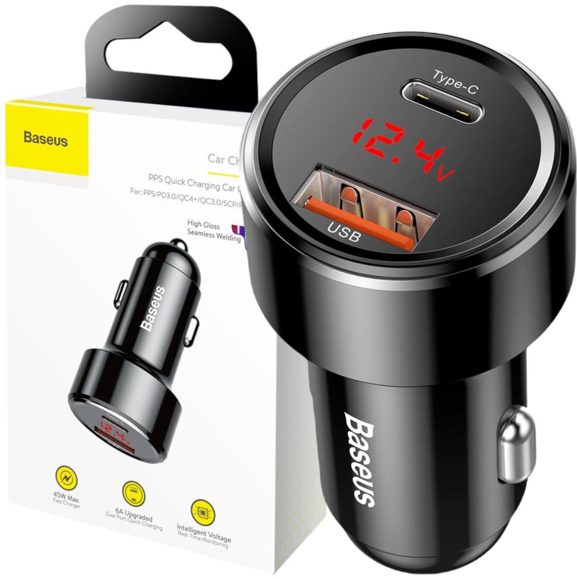 Nabíjačka Automobilová Baseus Magic CCMLC20C-01 45W 6A 1x USB-A 1x USB-C QC 3.0