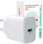 Nabíjačka Sieťová Green Cell PowerSource Solo30 30W 1xUSB-C PD 3.0 QC 4.0+ biela