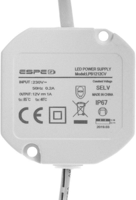 Napájací zdroj Do krabíc ESPE LP-1212-211 12V 1A 12 W IP67 5.5 / 2.1 MM