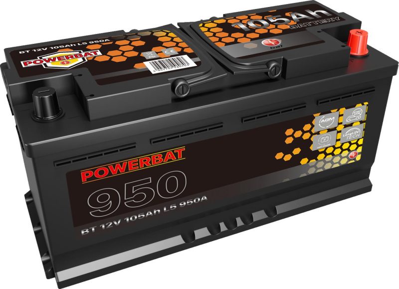 Akumulátor AGM automobilový START-STOP PowerBat L6 12 V 105 AH