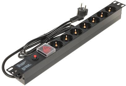 7f65b1471362cbd57f823dbe12595f31_original Napájacia lišta do racku 19″ L19/7F, 7 zásuviek (Schuko), ochrana proti preťaženiu – Obrázok 1