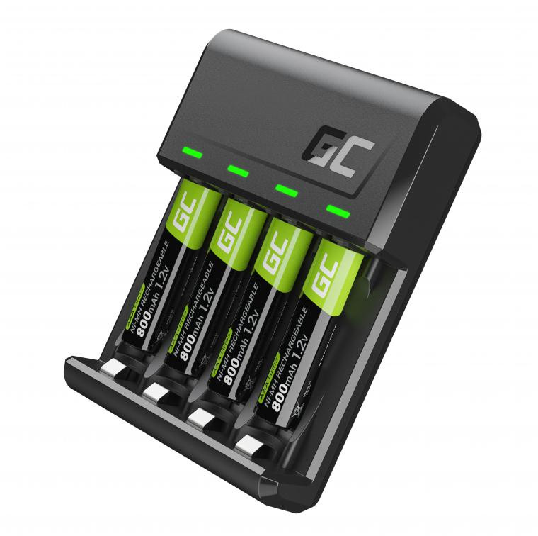 Nabíjačka Green Cell Vitalcharge + Sada Akumulátorov 4x AAA R03 800 mAh GRSETGC02