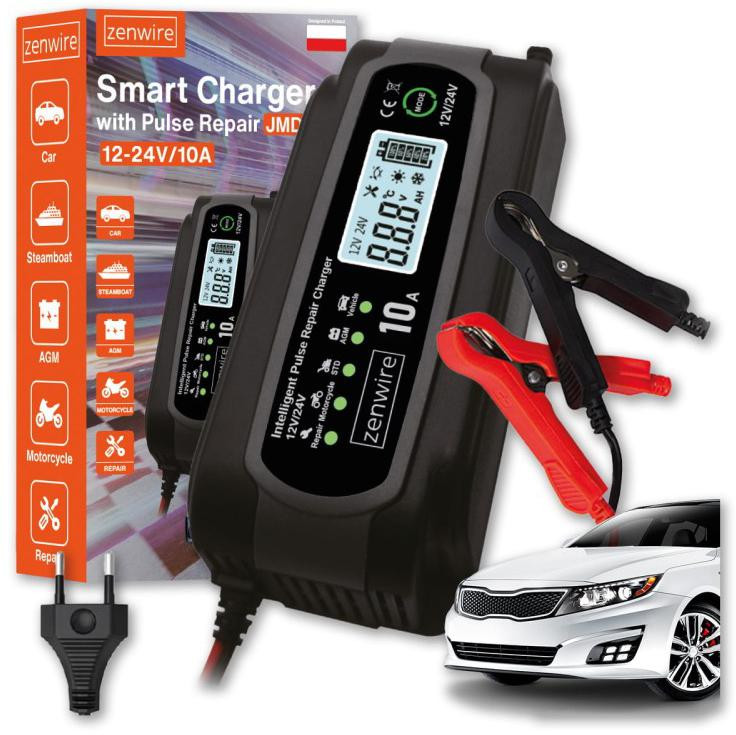 Usmerňovač Nabíjačka Akumulátorov Automobilový s S funkciou Naprawy 12V 24V 10A Zenwire JMD-10