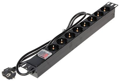 8a053f51931c54d9e4f527b3b5ead4f7_original Napájacia lišta do racku 19" 1U PD-8/RACK-N 8× zásuvka, 1,8 m, vypínač s krytom – Obrázok 1